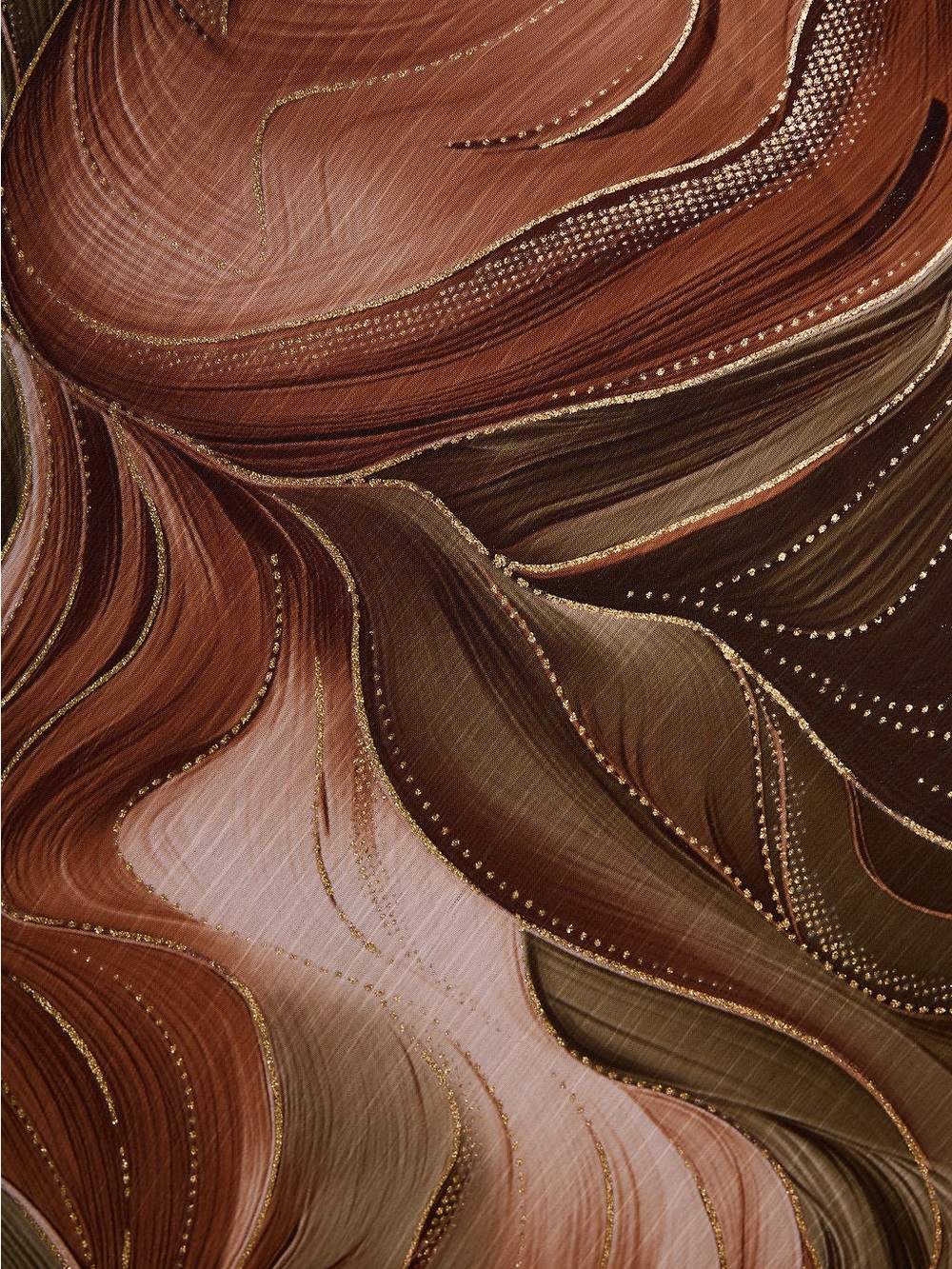 Natalia Olive and Rust Abstract Strapless Maxi Dress - Picture 3 of 5